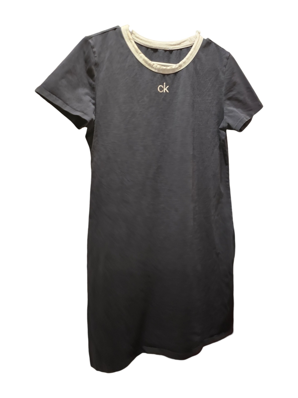 Calvin Klein Sleepwear Ringer T-Shirt Dress Black White Logo Women's Size Large